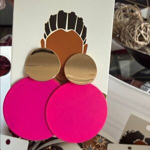 Gold and Pink Statement Earrings